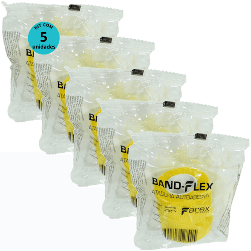 Atadura 5cm Amarela Band-Flex Autoadesiva Para Animais Farex Kit Com 5 Atadura 5cm Amarela Band-Flex Autoadesiva Para Animais Farex Kit Com 5